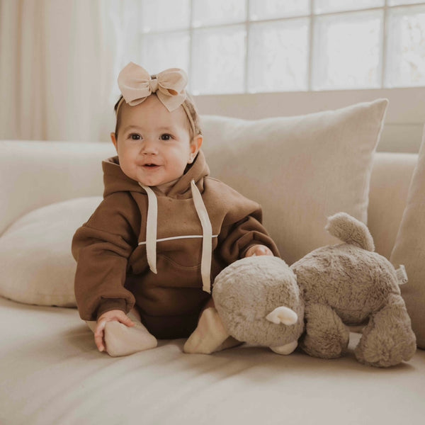 BABY BROWN HOODIE BODYSUIT