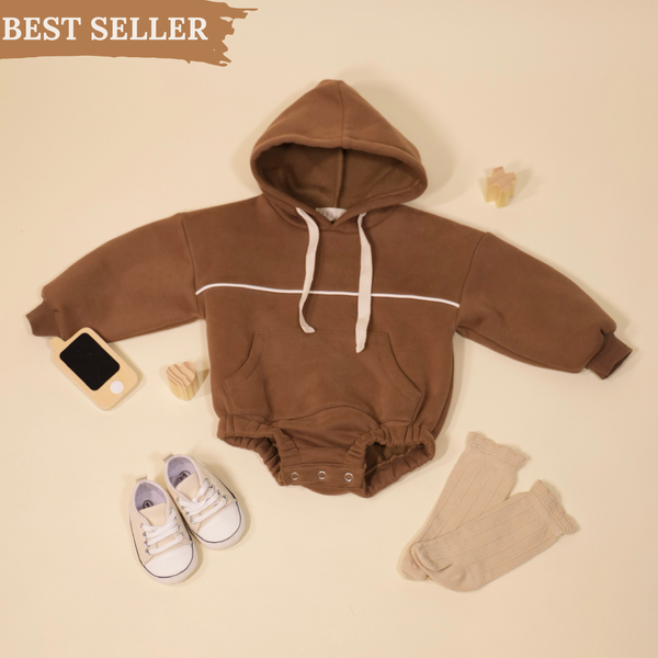 BABY BROWN HOODIE BODYSUIT