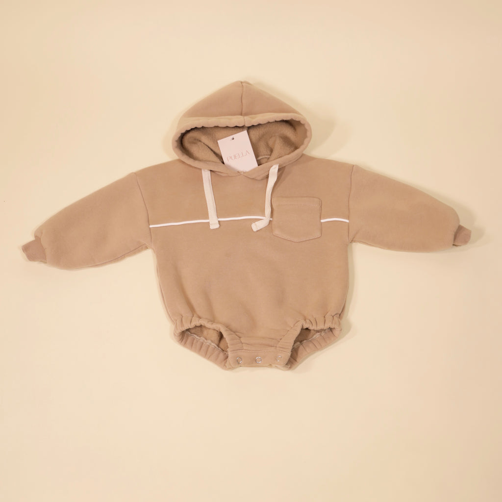 BABY BEIGE HOODIE BODYSUIT